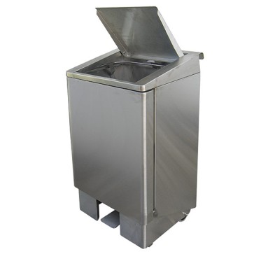 Pattumiera quadrata carrellata con pedale, inox, cap 60lt