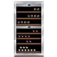 Espositore refrigerato professionale per vini ventilato 2 vani capacità 66 bottiglie 0,7 lt. temp. +5 °c/+22 °c
