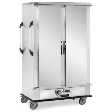 Carrello portavassoi struttura coibentata inox cap 16 vassoi gn-en riscaldati a 2 ante - mm 1320x750x1560 h