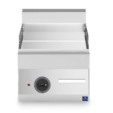 Fry top elettrico da banco, piastra cromata liscia