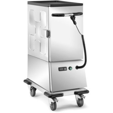 Carrello thermobox versione refrigerata con motore, porta a battente, -2°/+10°c, 237w, capacità 9xgn1/1 h40mm oppure 4xgn1/1 h100mm + 1xgn1/1 h40mm oppure 2xgn1/1 h200mm + 1xgn1/1 h40mm. passo mm.55.