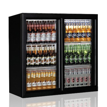 Vetrina refrigerata sottobanco back bar per bottiglie con porte scorrevoli,doppio vetro+luce.temp.0°/+10°. 208 lt