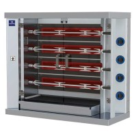 Girarrosto verticali professionale ad asta a gas con illuminazione interna, 4 spiedi per 20 polli