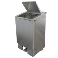 Pattumiera quadrata carrellata con pedale, inox, cap 120lt
