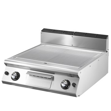 Fry-top gas con piano stampato piastra rigata da banco