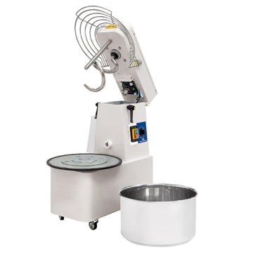 impastatrice a spirale su ruote, 17 kg/22 litri, 1 velocità, con timer e vasca estraibile