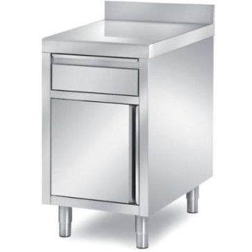 Tavolo armadiato con 1 anta a battente e 1 cassetto, alzatina posteriore mm 500x800x850 h