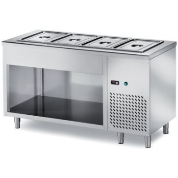 Tavolo freddo self-service con vasca refrigerata h 200 gn escluse - vano a giorno + vano a motore mm 900x700x890 h