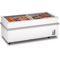 Isola congelatore professionale a pozzo supermercato con coperchi scorrevoli in vetro, 652 lt temp.-18°C/-28°C