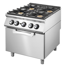 Cucina a gas professionale su forno a gas statico GN 2/1, 4 bruciatori.