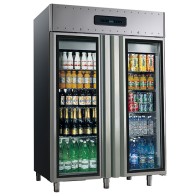Armadio congelatore ventilato hccp sistema 1400 lt temperatura -15/-30°c  con porte in vetro