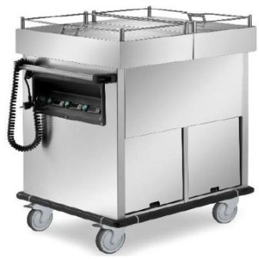 Carrello termico bagnomaria con vasche separate e coperchi scorrevoli (gn escluse), mm.1200x700x1100h