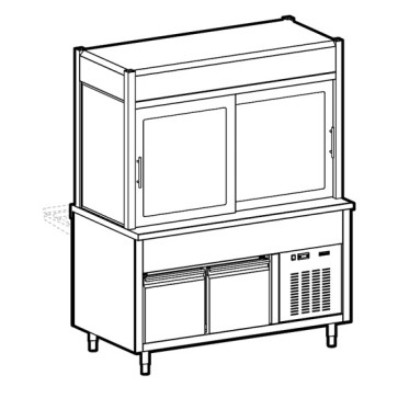 Elemento vetrina refrigerata con vasca refrigerata su armadio refrigerato, l=2000 mm, 5x GN 1/1.