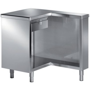 Tavolo cassa chiuso ad L con 1 cassetto e chiusura a chiave,dx,mm 1200x700x890 h