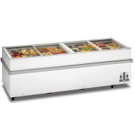 Isola congelatore professionale a pozzo supermercato con coperchio scorrevoli in vetro, 805 lt. temp.-18°C/-28°C