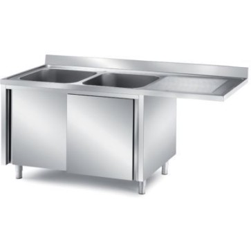 Lavatoio armadiato a sbalzo per ls 2 vasche + gocc. sx mm 1500x700x850 h