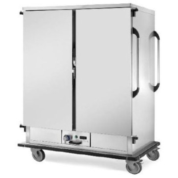 Armadio carrellato bacinelle struttura coibentata inox cap.24 bac. gn 2/1 o48 gn1/1, supporti a c antiribaltamento, passo 77 mm, versione riscaldata a 2 ante - mm 1542x860x1565 h