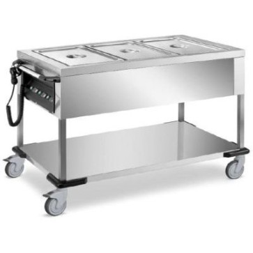 Carrello termico bagnomaria cap.3xgn1/1, vasca in 3 scomparti a 3 temperature - termostato meccanico - 1200x640x900 h