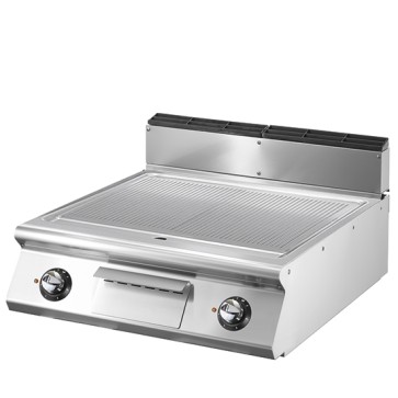 Fry-top elet. con piano stampato piastra rigata da banco