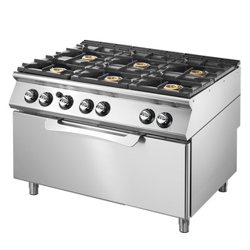 Cucina a gas su forno a gas statico maxi, 6 bruciatori