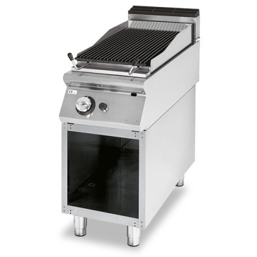 Griglia in pietra lavica gas, zona di cottura in ghisa, carne/pesce