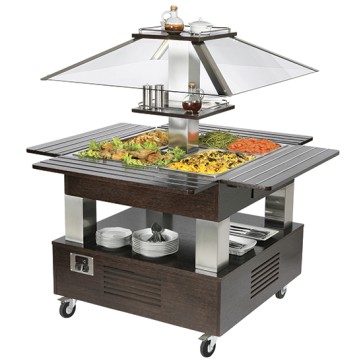 buffet bagnomaria a isola, 4x GN 1/1 h=150 mm, cappa non abbassabile