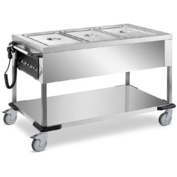 Carrello termico bagnomaria cap 2 x gn 1/1, vasca in 2 scomparti a 2 temperature - termostato digitale - 850x640x900 h
