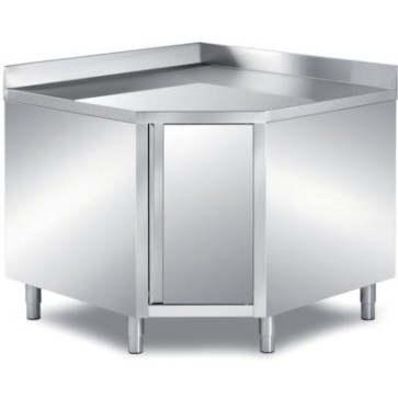 Tavolo armadiato ad angolo con alzatina ripiano int. fisso - mm.1000x1000x850h