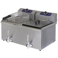 Friggitrice elettrica professionale da banco, cap. olio 10+10Lt. con rubinetto di scarico.