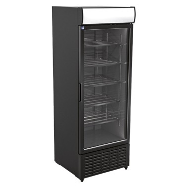 Frigovetrina 707 litri con porta in vetro e cassonetto luminoso, 5 ripiani, +1°/+10°C - Colore nero