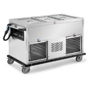 Carrello termico bagnomaria con vasca unica (gn escluse), n.2 vani refrigerati armadiati, versione con vasche separate