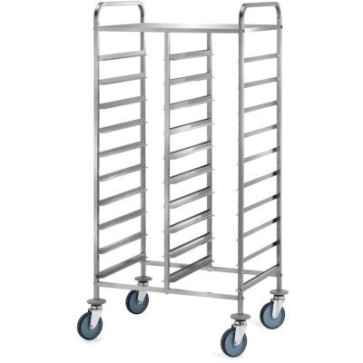 Carrello portavassoi con ripiano superiore e ringhierina