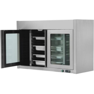 Pensile caldo ventilato acciaio inox con 3 ante battente -vetro e inox mm 1300x400x660 h