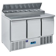 Banco di preparazione refrigerato professionale 3 porte gn 1/1 capacità vani 400 litri , temperatura +2 °c/+10 °c