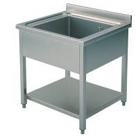 lavello, 1 vasca, su gambe, con ripiano, 800x600 mm