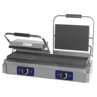 Grill a contatto professionale doppia - piastra in ghisa - rigato/rigato