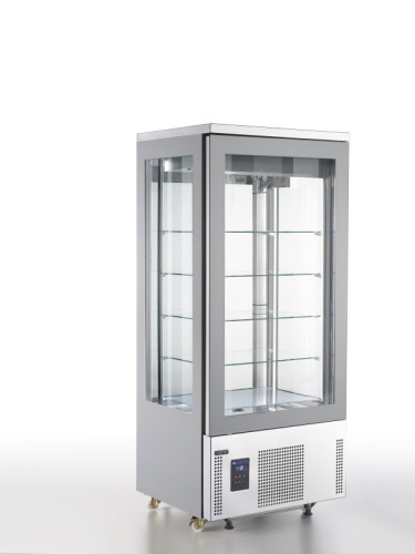 Vetrina refrigerata verticale ventilata con 5 ripiani quadrati in vetro, +14°/+16°C