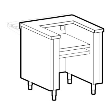 Elemento di supporto top cottura, con presa di corrente, l=1200 mm.