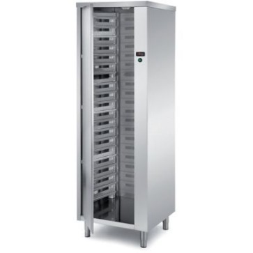 Armadio portateglie riscaldato con umidificatore cella di lievitazione, n.1 anta a battente inox e vetro, portata n.20 teglie, dim. mm.700x700x2000h
