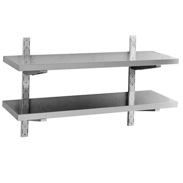 Ripiano parete doppio da 1200x400 mm con mensole e staffe