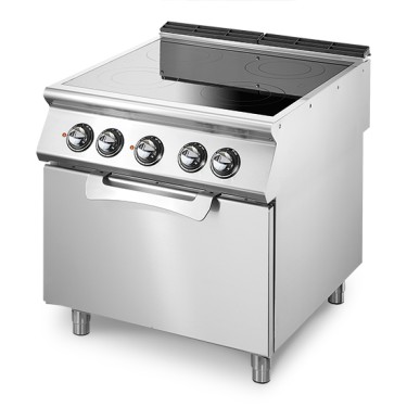 Piastra in vetroceramica su forno elettrico statico GN 2/1, 4 zone di cottura