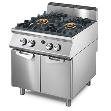 Cucina a gas con 2 bruciatori da 16 kW su vano con porte