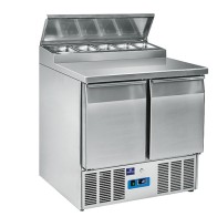 Banco di preparazione refrigerato professionale 2 porte gn 1/1 capacità vani 260 litri temperatura +2 °c/+10 °c