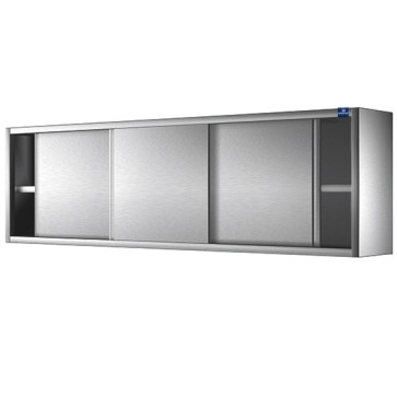 Pensile con porte scorrevoli e ripiano intermedio per cucine industriale 1800x400mm.