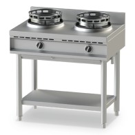 piano di cottura wok a gas con ripiano, 2 fuochi