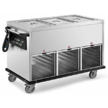 Carrello termico vasca unica struttura inox, cap. 2gn1/1 h 200 con 2 vani neutri mm 850x700x900 h