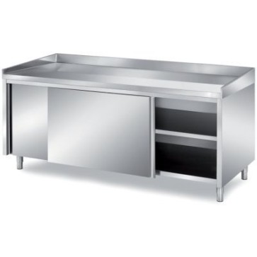 Tavolo panetteria con scorr.-piano e alzatine in acciaio mm 1600x800x850 h
