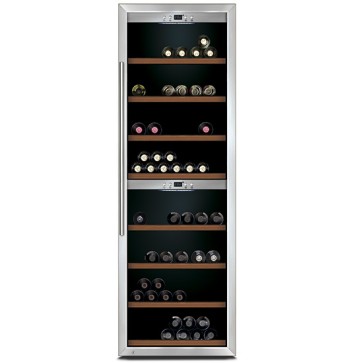 Espositore refrigerato professionale per vini ventilato 2 vani capacità 160 bottiglie 0,7 lt. temp. +5 °c/+22 °c