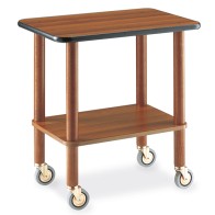 Carrello in legno a 2 piani, color ciliegio